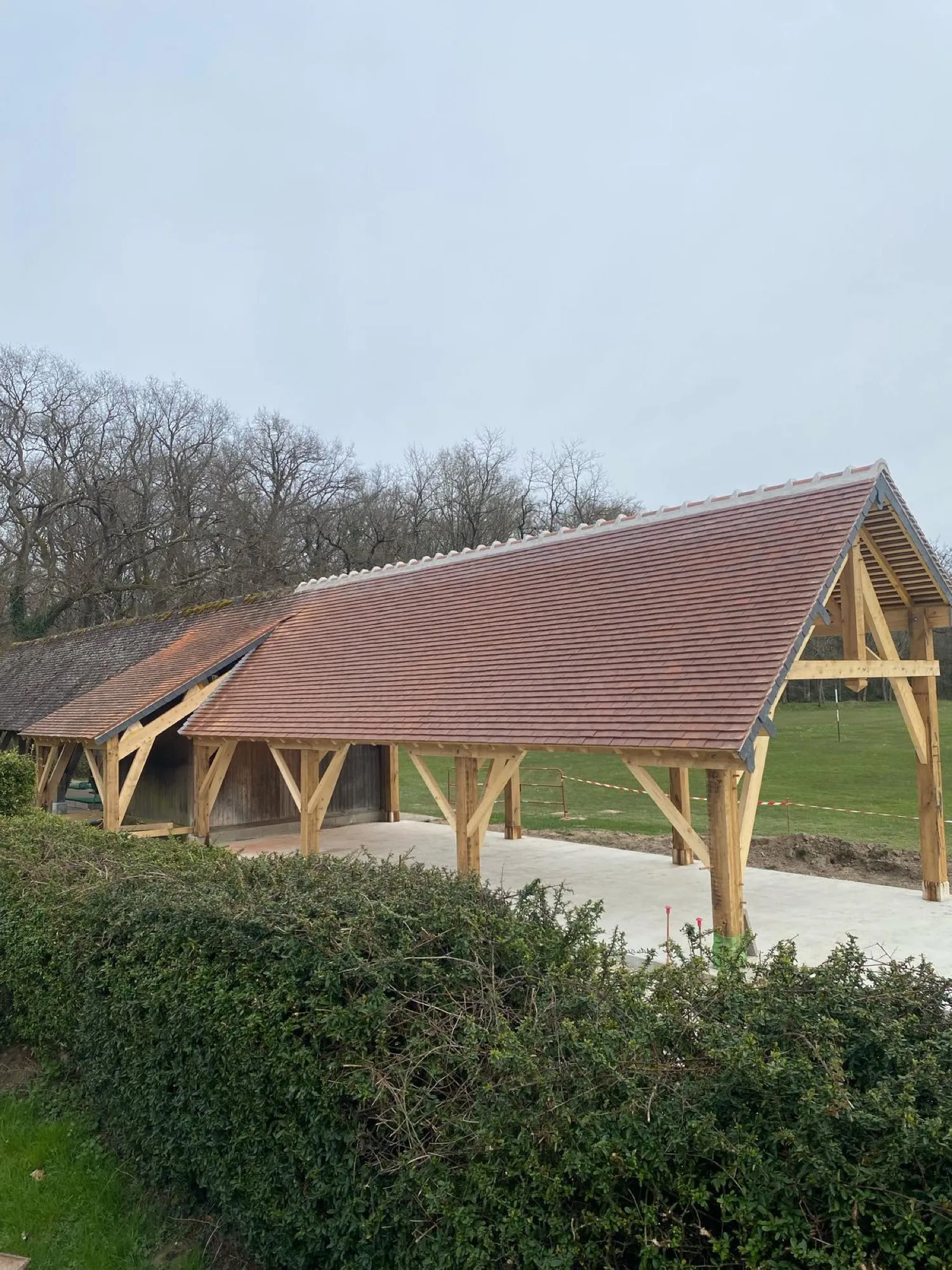 Abri en bois neuf avec toiture en tuiles
